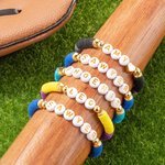 Ensemble de Bracelets et Boucles d'Oreilles Personnalisé avec Nom et Numéro Accessoires en Perles Cadeau d'Anniversaire pour Amoureux du Sport