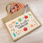 Sac en toile de jute personnalisé avec le nom Sac écologique réutilisable pour l'enseignant Cadeau de remerciement Cadeau de fin d'année Cadeau de ren