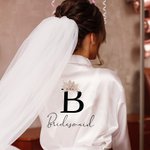 Personalized Stylish Bohemian Bridesmaid Satin Robe with Lace-Trim Bridesmaid Dressing Gown for Bachelorette Bridal Party Bridesmaid Wedding Gift