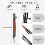 Personalised Bullet Pen Refillable Twist Pen Smooth Wood Finish Rifle Bolt Action Pen with Engraving Text for Men Gun Lover Father Boyfriend
