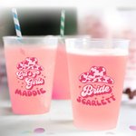 Set personalizzato di 10 bicchieri di plastica smerigliati stile discoteca con nome regalo per matrimonio damigella d'onore addio al celibato