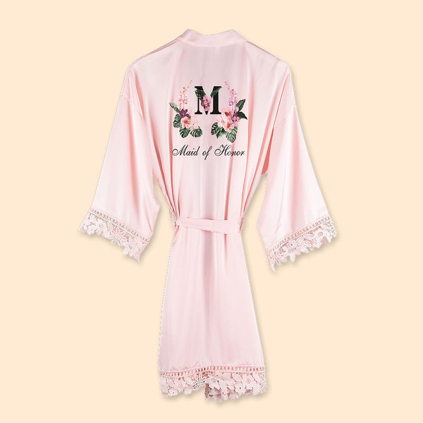 Personalized Hawaii Bridesmaid Floral Robe Bridesmaid Wedding Robe with Initial Bridesmaid Gift for  Bridal Party