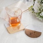 Sous-verre de mariage en marbre et bois gravé personnalisé pour couple Douche nuptiale Cadeau d'anniversaire de mariage à domicile