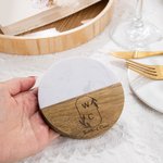 Sous-verre de mariage en marbre et bois gravé personnalisé pour couple Douche nuptiale Cadeau d'anniversaire de mariage à domicile
