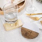 Sous-verre de mariage en marbre et bois gravé personnalisé pour couple Douche nuptiale Cadeau d'anniversaire de mariage à domicile