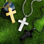 Personalised Football Baseball Cross Necklace Bible Verse Pendant Necklace Sports Jewellery Religious Baptism Accessory Gift for Him