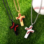 Personalised Football Baseball Cross Necklace Bible Verse Pendant Necklace Sports Jewellery Religious Baptism Accessory Gift for Him