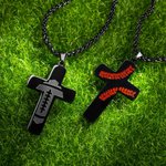 Personalised Football Baseball Cross Necklace Bible Verse Pendant Necklace Sports Jewellery Religious Baptism Accessory Gift for Him