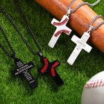 Personalised Football Baseball Cross Necklace Bible Verse Pendant Necklace Sports Jewellery Religious Baptism Accessory Gift for Him