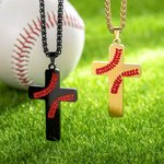 Personalised Football Baseball Cross Necklace Bible Verse Pendant Necklace Sports Jewellery Religious Baptism Accessory Gift for Him