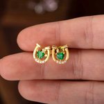 Henkilökohtainen Hevosenkenkä Stud Sterling Silver korvakorut Heart Birthstone ja Zirkoni Lucky Korut lahja tyttö naisille Hevosen ystäville