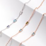 Personalized 1-6 Square Birthstone Family Necklace for Mom Grandma Mother's Day Birthday Anniversary Jewellery