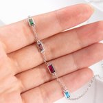 Personalized 1-6 Square Birthstone Family Necklace for Mom Grandma Mother's Day Birthday Anniversary Jewellery