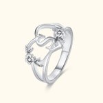 Gepersonaliseerde Initiële Sterling Zilveren Ring met Hart en Bloem Ontwerp Verjaardag Valentijnsdag Cadeau voor Vrouwen
