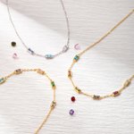 Personalized 1-6 Square Birthstone Family Necklace for Mom Grandma Mother's Day Birthday Anniversary Jewellery