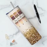 Bicchiere skinny da 20 oz con stampa ghepardo e arcobaleno personalizzato Teacher Life per il regalo di apprezzamento degli insegnanti per il ritorno 