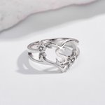 Gepersonaliseerde Initiële Sterling Zilveren Ring met Hart en Bloem Ontwerp Verjaardag Valentijnsdag Cadeau voor Vrouwen