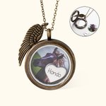 Collier Personnalisé avec Photo et Nom de Cheval Bijoux avec Queue de Cheval Cadeau Commémoratif d'Anniversaire pour Amoureux de Cheval