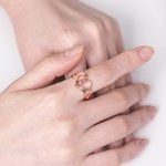Gepersonaliseerde Initiële Sterling Zilveren Ring met Hart en Bloem Ontwerp Verjaardag Valentijnsdag Cadeau voor Vrouwen