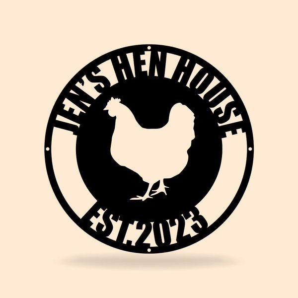 Personalised Wall Art Chicken Coop Farm Coop Metal Sign with Name and Date Farmhouse Decor Gift for Farmer Farm Owner