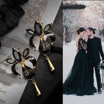 Gepersonaliseerde Iris Bloem Oorbellen met Druppel Initiaal Zwart Bruiloft Stijl Bengelen Iris Oorbellen Zirkoon voor Bruidsmeisje Vrouwen Meisje Sieraden