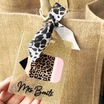 Personalized Glitter Leopard Print Pencil Apple Rainbow Beaded Lanyard and Bag Tag Set Back to School Appreciation Gift for Teacher