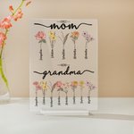 Placca acrilica rettangolare personalizzata con supporto Decorazione per la casa Regalo per la festa della mamma per la nonna Ora nonna nascita fiore