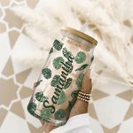 Personalized 20oz Hawaii Glass Tumbler Bridesmaid Iced Coffee Cup Drinking Glasses with Lid Straw Bachelorette Party Engagement Wedding Gift