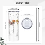 Personalisert fødselsblomst Skinny dobbeltvegget isolert 20 oz tumbler med sugerør og lokk Bestemorgave Mormorgave Bursdagsgave