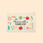 Personalisierte Kosmetiktasche Baumwolle Zip Pouch Pencil Pouch Emergency Kit mit Namen Lehrer Geschenk Lehrer Anerkennung Geschenk Ende der Schule Ge