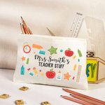Personalisierte Kosmetiktasche Baumwolle Zip Pouch Pencil Pouch Emergency Kit mit Namen Lehrer Geschenk Lehrer Anerkennung Geschenk Ende der Schule Ge