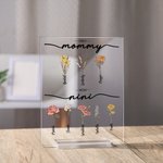 Placca acrilica rettangolare personalizzata con supporto Decorazione per la casa Regalo per la festa della mamma per la nonna Ora nonna nascita fiore
