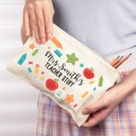 Personalisierte Kosmetiktasche Baumwolle Zip Pouch Pencil Pouch Emergency Kit mit Namen Lehrer Geschenk Lehrer Anerkennung Geschenk Ende der Schule Ge