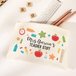 Personalisierte Kosmetiktasche Baumwolle Zip Pouch Pencil Pouch Emergency Kit mit Namen Lehrer Geschenk Lehrer Anerkennung Geschenk Ende der Schule Ge