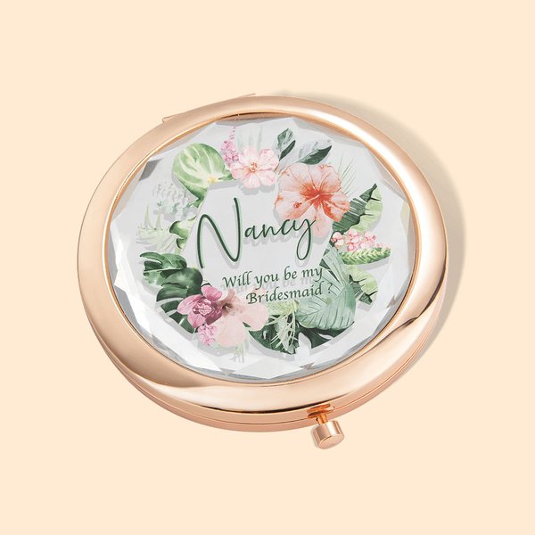 Personalizzato Will You Be My Bridesmaid Makeup Mirror piegato per il regalo di matrimonio della damigella d'onore.