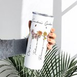 Personalisert fødselsblomst Skinny dobbeltvegget isolert 20 oz tumbler med sugerør og lokk Bestemorgave Mormorgave Bursdagsgave
