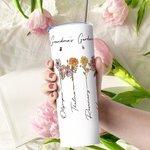 Personalisert fødselsblomst Skinny dobbeltvegget isolert 20 oz tumbler med sugerør og lokk Bestemorgave Mormorgave Bursdagsgave