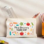 Personalisierte Kosmetiktasche Baumwolle Zip Pouch Pencil Pouch Emergency Kit mit Namen Lehrer Geschenk Lehrer Anerkennung Geschenk Ende der Schule Ge