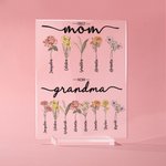 Placca acrilica rettangolare personalizzata con supporto Decorazione per la casa Regalo per la festa della mamma per la nonna Ora nonna nascita fiore