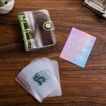 Personalised Mini Money Saving Challenge Binder with 15 Transparent Envelop Pages Cash ID Card Stuffing Gift for Family Friends