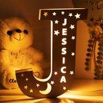 Lampe de chevet en bois personnalisée avec nom gravé pour chambre d'enfant et chambre d'enfant