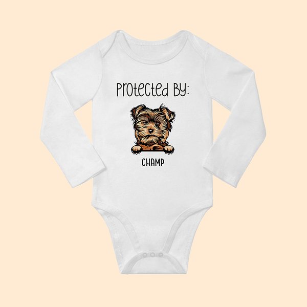 Personlig hund- och kattdesign bomull långärmad baby-onesie med ribbade kanter Mjuk baby shower födelsedag julklapp till baby