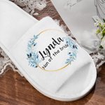 Pantofole da sposa bianche di lusso personalizzate con corona di fiori e nome, set di 2 regali di nozze per la sposa e la damigella d'onore