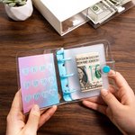 Personalised Mini Money Saving Challenge Binder with 15 Transparent Envelop Pages Cash ID Card Stuffing Gift for Family Friends