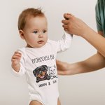 Personlig hund- och kattdesign bomull långärmad baby-onesie med ribbade kanter Mjuk baby shower födelsedag julklapp till baby