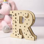 Lampe de chevet en bois personnalisée avec nom gravé pour chambre d'enfant et chambre d'enfant