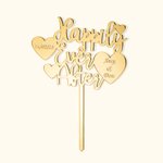 Personlig Akryl Hjärtformad Bröllopstårta Topper Happily Ever After med Namn och Datum Present för Bröllop eller Födelsedag