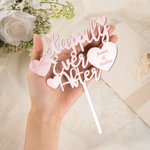 Personlig Akryl Hjärtformad Bröllopstårta Topper Happily Ever After med Namn och Datum Present för Bröllop eller Födelsedag