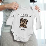 Personlig hund- och kattdesign bomull långärmad baby-onesie med ribbade kanter Mjuk baby shower födelsedag julklapp till baby