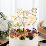 Personlig Akryl Hjärtformad Bröllopstårta Topper Happily Ever After med Namn och Datum Present för Bröllop eller Födelsedag